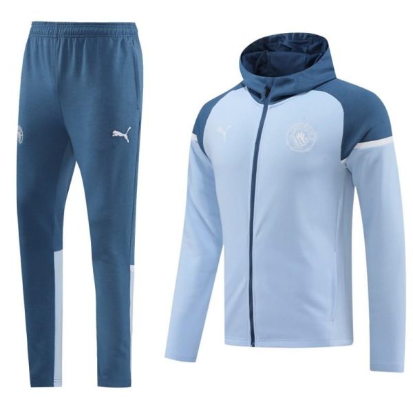 24/25 Manchester City Light Blue Hoodie Full Zipper Jacket +Long Pants