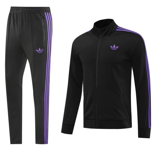 24/25 Adidas Original Black/Purple Full Zipper Jacket +Long Pants