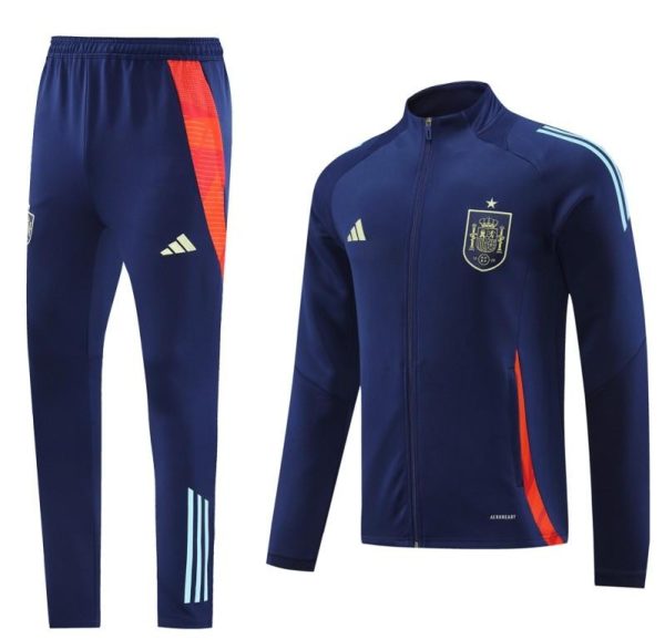 2024 Spain Navy Full Zipper Jacket +Long Pants