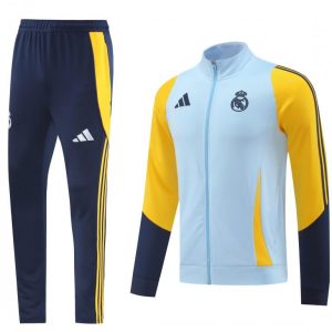 24/25 Real Madrid Light Blue/Yellow Full Zipper Jacket +Long Pants
