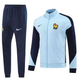 2024 France Light Blue Full Zipper Jacket +Long Pants