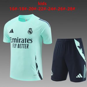 24/25 Kids Real Madrid Lake Blue Short Sleeve Jersey+Shorts
