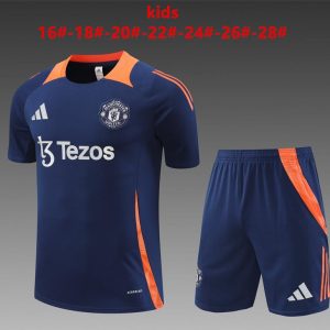 24/25 Kids Manchester United Navy Short Sleeve Jersey+Shorts