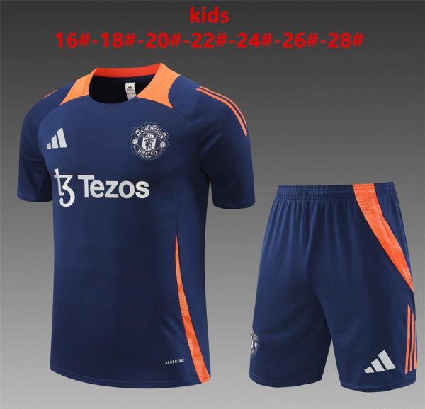 24/25 Kids Manchester United Navy Short Sleeve Jersey+Shorts