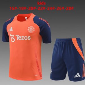 24/25 Kids Manchester United Orange Short Sleeve Jersey+Shorts