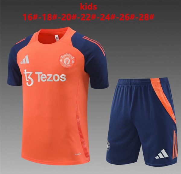 24/25 Kids Manchester United Orange Short Sleeve Jersey+Shorts
