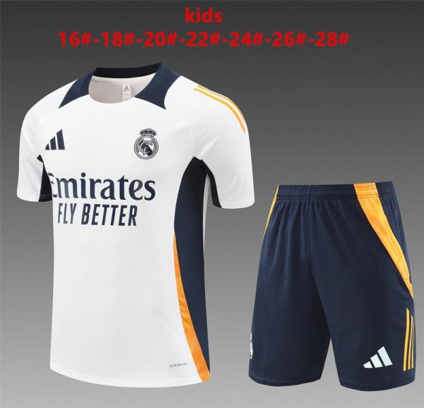 24/25 Kids Real Madrid White Short Sleeve Jersey+Shorts