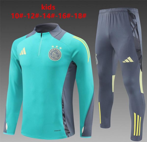 24/25 Kids Ajax Green Half Zipper Jacket+Long Pants
