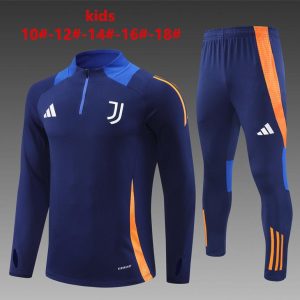 24/25 Kids Juventus Navy Half Zipper Jacket+Long Pants