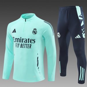 24/25 Real Madrid Lake Blue Half Zipper Jacket+Long Pants