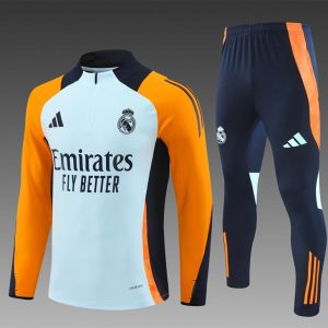 24/25 Real Madrid Light Blue/Orange Half Zipper Jacket+Long Pants