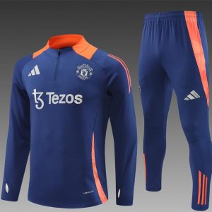 24/25 Manchester United Navy Half Zipper Jacket+Long Pants