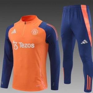 24/25 Manchester United Orange Half Zipper Jacket+Long Pants