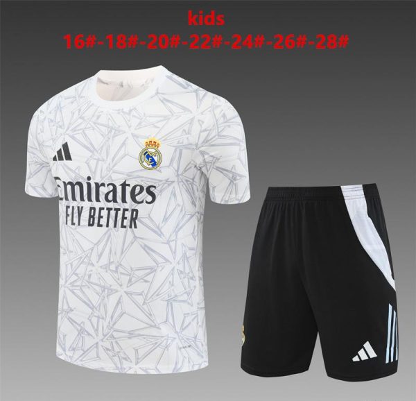 24/25 Kids Real Madrid White Special Short Sleeve Jersey+Shorts