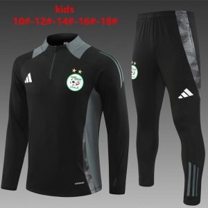 2024 Kids Algeria Black Half Zipper Jacket+Long Pants