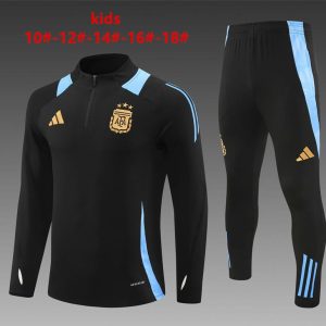 2024 Kids Argentina Black Half Zipper Jacket+Long Pants