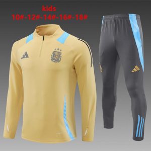 2024 Kids Argentina Golden Half Zipper Jacket+Long Pants