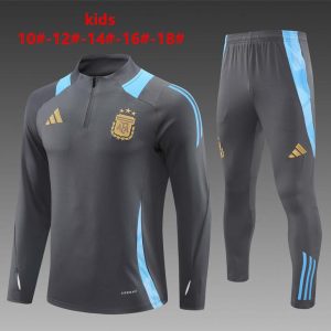 2024 Kids Argentina Grey Half Zipper Jacket+Long Pants