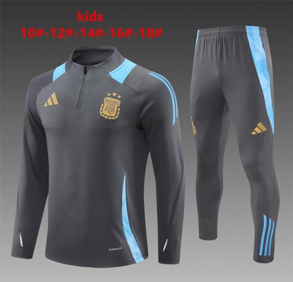 2024 Kids Argentina Grey Half Zipper Jacket+Long Pants
