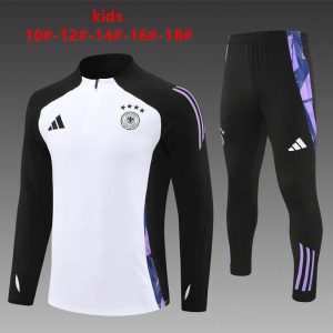 2024 Kids Germany Black/White Half Zipper Jacket+Long Pants