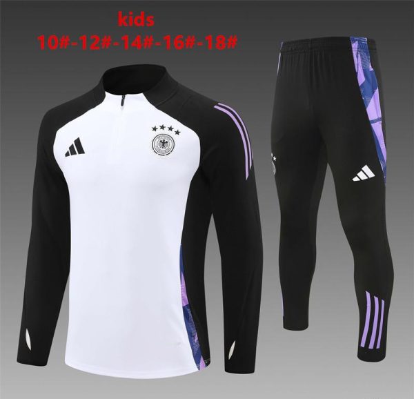 2024 Kids Germany Black/White Half Zipper Jacket+Long Pants