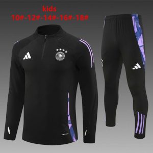 2024 Kids Germany Black Half Zipper Jacket+Long Pants