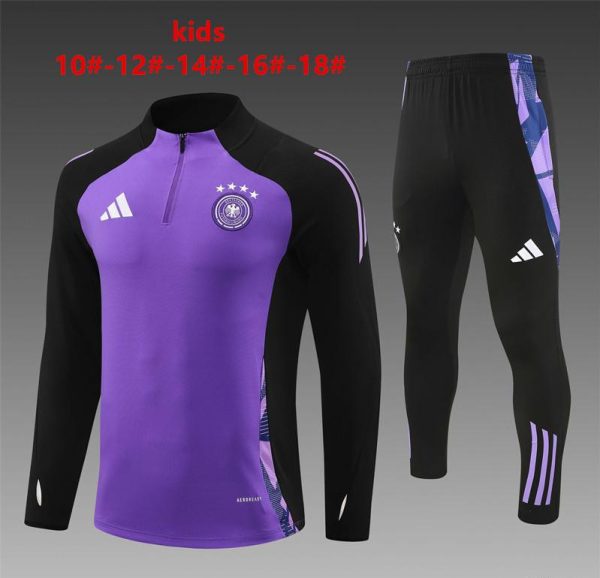 2024 Kids Germany Purple Half Zipper Jacket+Long Pants