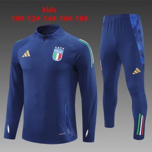 2024 Kids Italy Navy Half Zipper Jacket+Long Pants