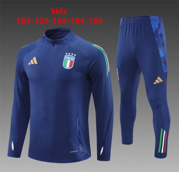 2024 Kids Italy Navy Half Zipper Jacket+Long Pants