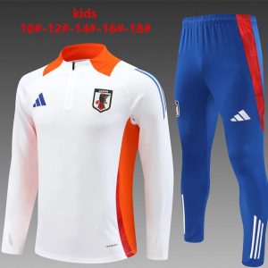 2024 Kids Japan White Half Zipper Jacket+Long Pants