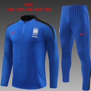 2024 Kids South Korea Blue Half Zipper Jacket+Long Pants