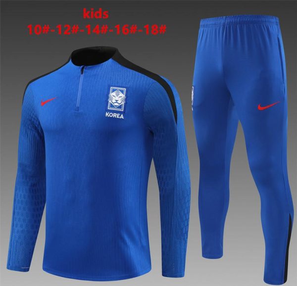2024 Kids South Korea Blue Half Zipper Jacket+Long Pants