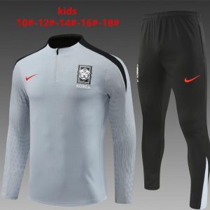 2024 Kids South Korea Grey Half Zipper Jacket+Long Pants