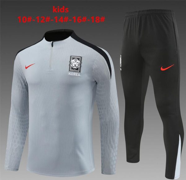 2024 Kids South Korea Grey Half Zipper Jacket+Long Pants