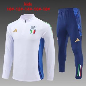 2024 Kids Italy White Half Zipper Jacket+Long Pants