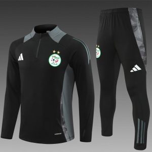 2024 Algeria Black Half Zipper Jacket+Long Pants