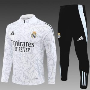 24/25 Real Madrid White Special Half Zipper Jacket+Long Pants
