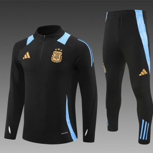 2024 Argentina Black Half Zipper Jacket+Long Pants