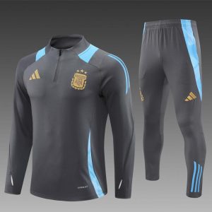 2024 Argentina Grey Half Zipper Jacket+Long Pants