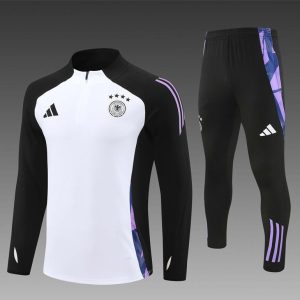2024 Germany Black/White Half Zipper Jacket+Long Pants