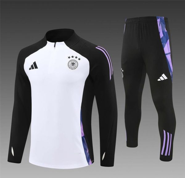 2024 Germany Black/White Half Zipper Jacket+Long Pants