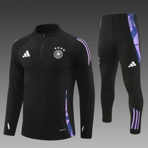 2024 Germany Black Half Zipper Jacket+Long Pants