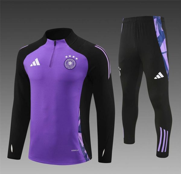 2024 Germany Purple Half Zipper Jacket+Long Pants