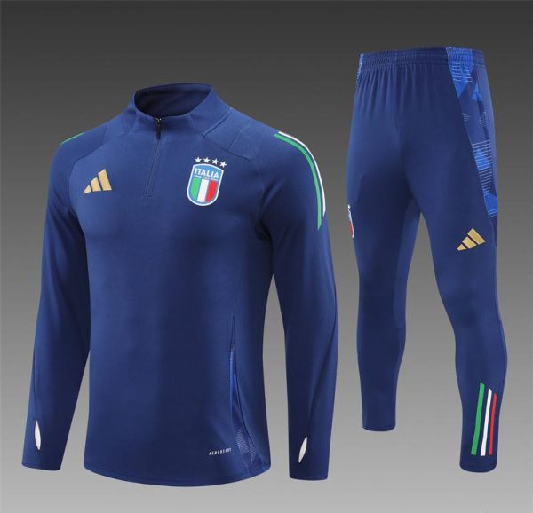 2024 Italy Navy Half Zipper Jacket+Long Pants