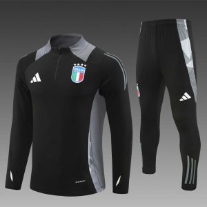 2024 Italy Black Half Zipper Jacket+Long Pants