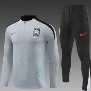 2024 South Korea Grey Half Zipper Jacket+Long Pants