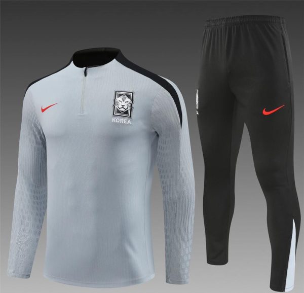 2024 South Korea Grey Half Zipper Jacket+Long Pants