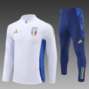 2024 Italy White Half Zipper Jacket+Long Pants