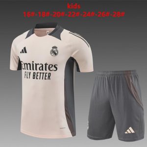 24/25 Kids Real Madrid Pink Short Sleeve Jersey+Shorts