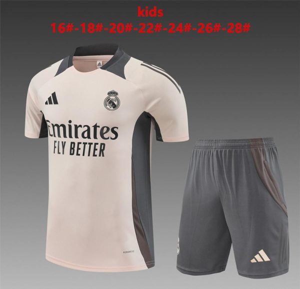 24/25 Kids Real Madrid Pink Short Sleeve Jersey+Shorts
